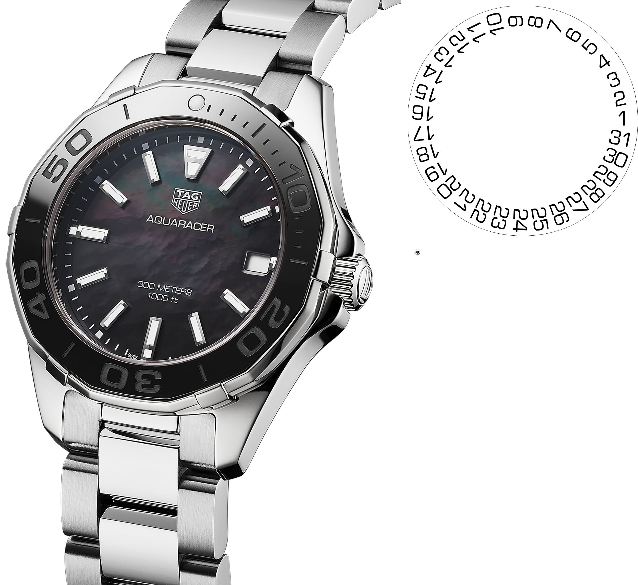 TAG Heuer Aquaracer WAP1450. BD0837, Stick Indices, 2015, Good, Housing Steel, Band: Steel