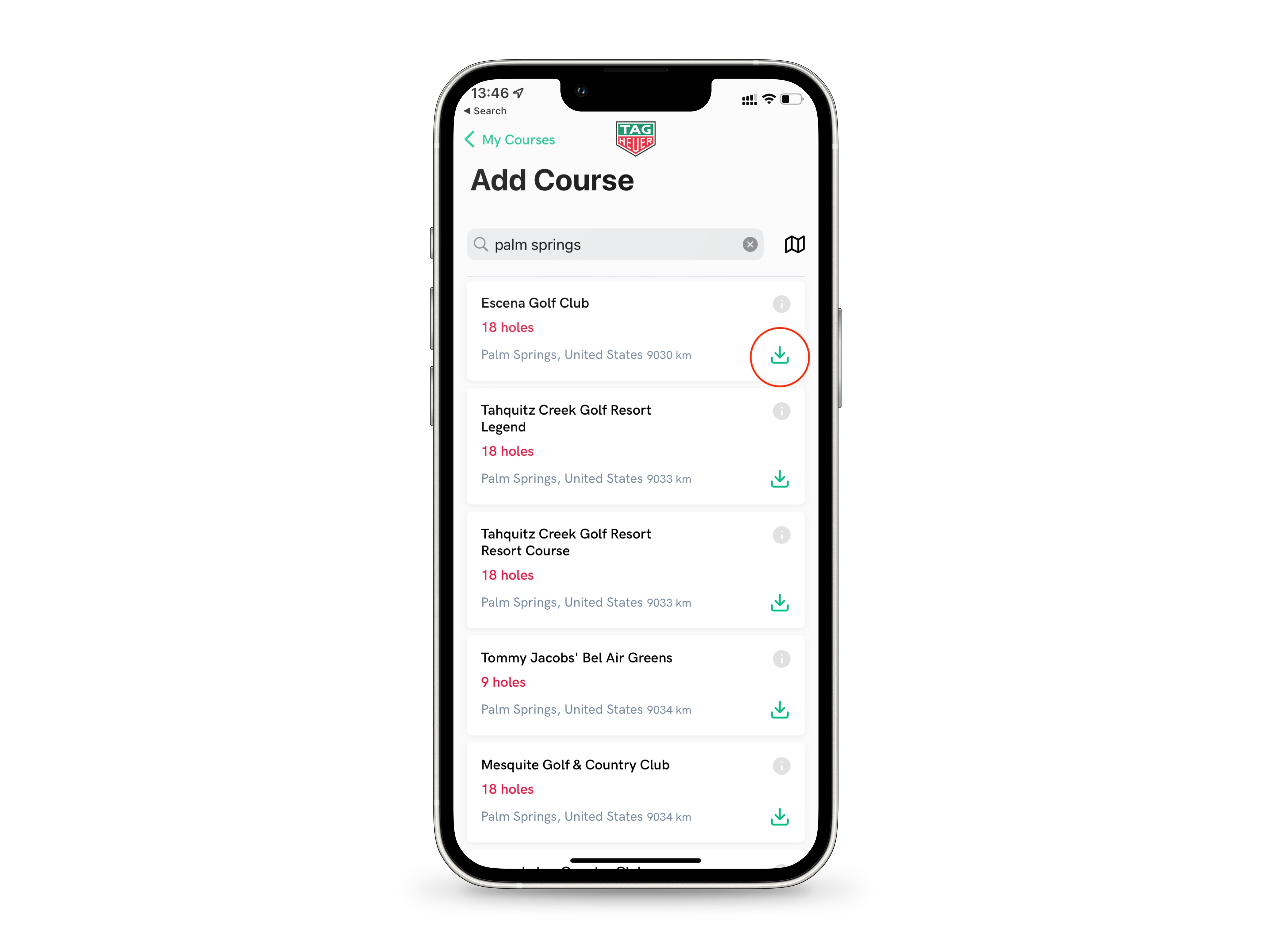 Prepare a sua partida de golfe, Suporte aplicativo Golf