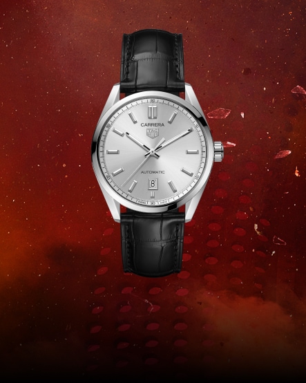 TAG Heuer Carrera（卡萊拉）三針腕錶，配備黑色橡膠錶帶