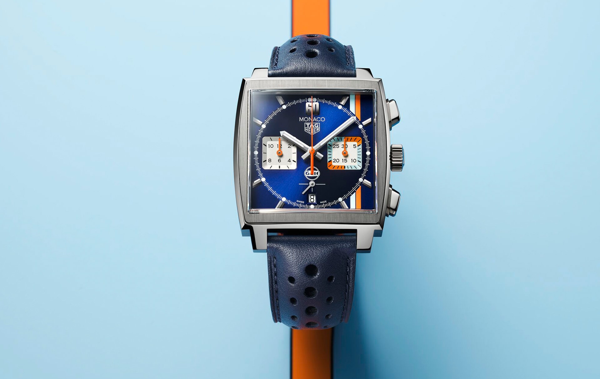 全新tag heuer monaco（摩納哥）Gulf特別版腕錶的圖片