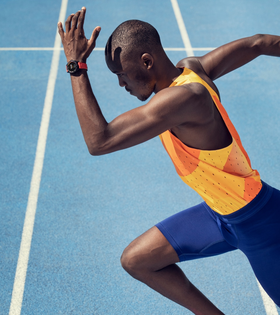 Letsile Tebogo wearing TAG Heuer Connected Watch