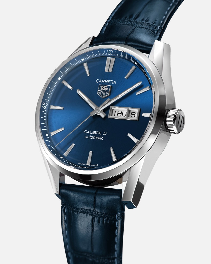 tag heuer calibre 5 day date blue