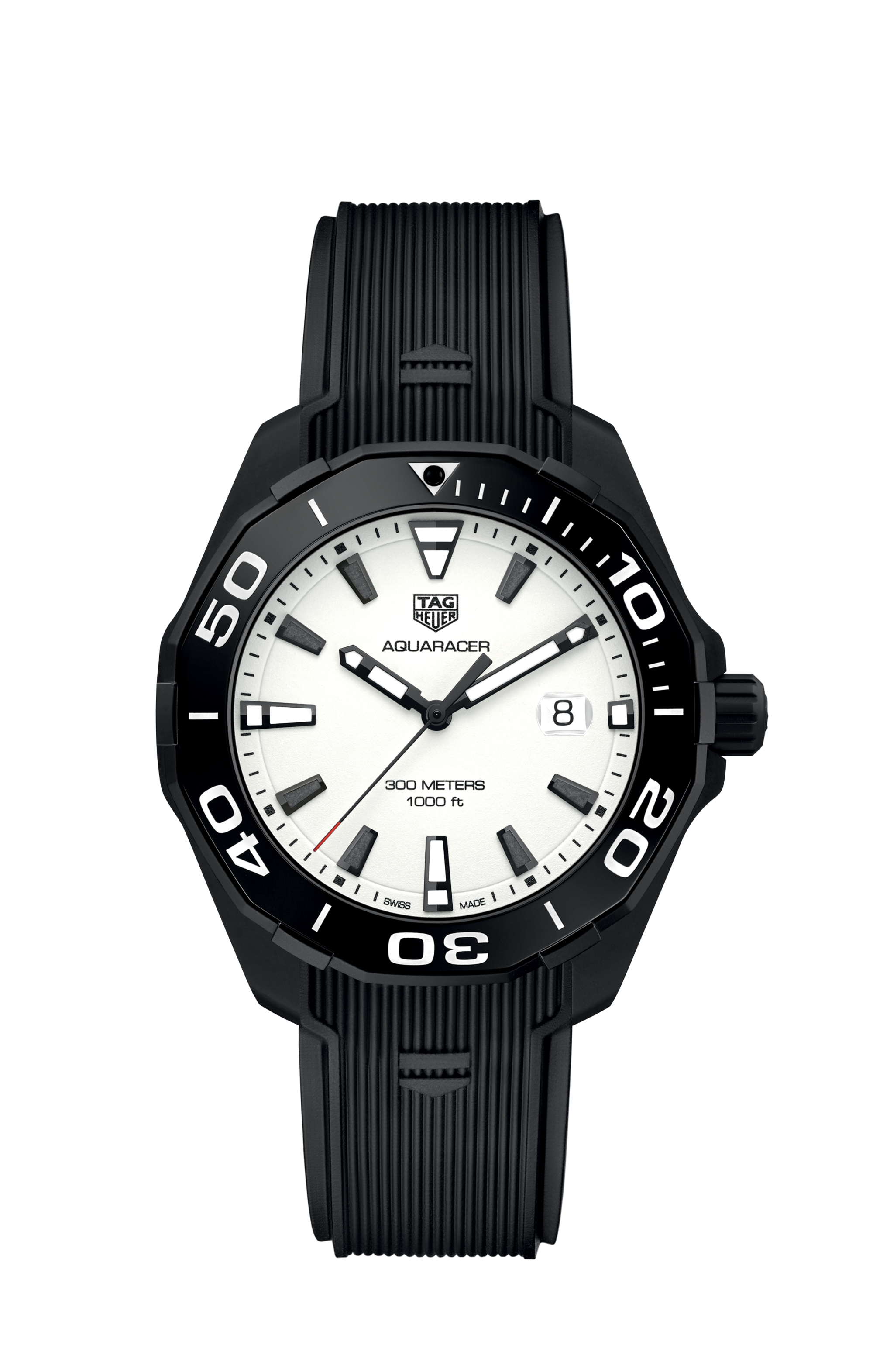TAG Heuer Aquaracer Alarm 300M 41MM Black Dial Steel Men's Watch WAY111Z. BA0928