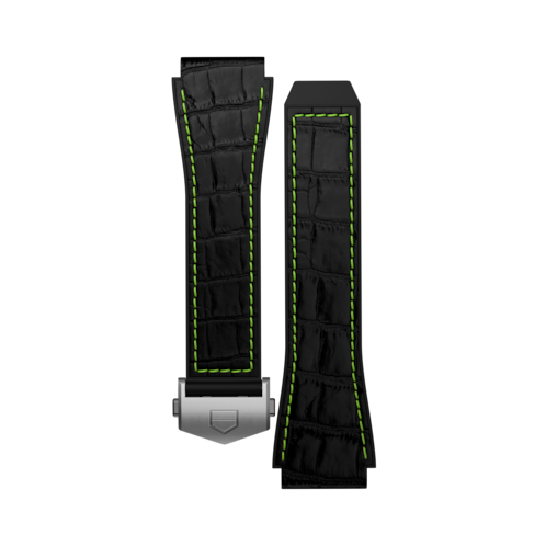Armband aus schwarzem Kautschuk mit hellgrünen Akzenten Calibre E3