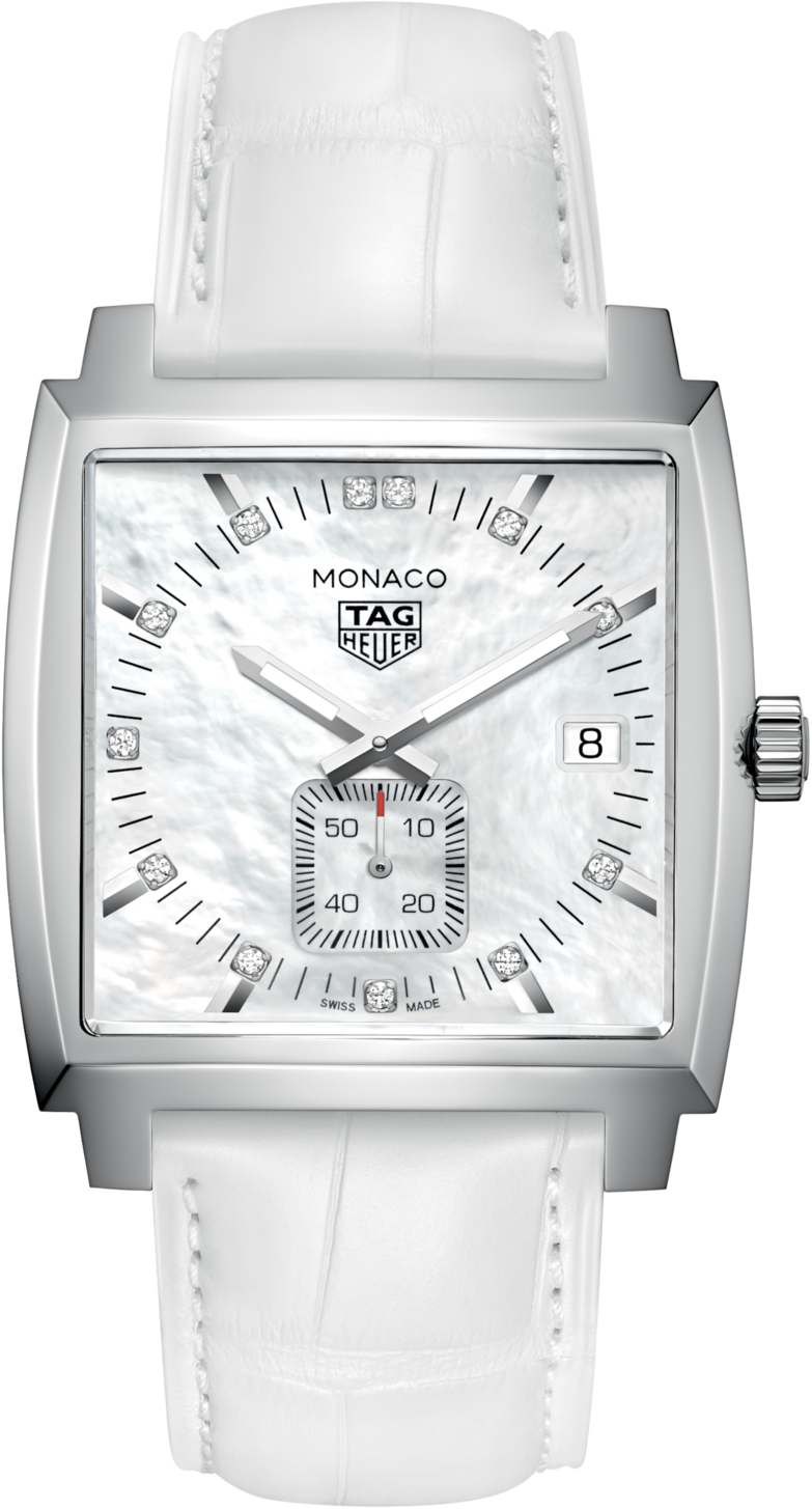 TAG HEUER タグホイヤー ウォッチ モナコ 時計 WAW131B.FC6247 腕時計
 ステンレス/クロコダイル ホワイト クオーツ ホワイトシェル12Pダイヤ文字盤 ユニセックス【中古】【473】 TAG Heuer - TAG HEUER タグホイヤー ウォッチ モナコ 時計 WAW131B