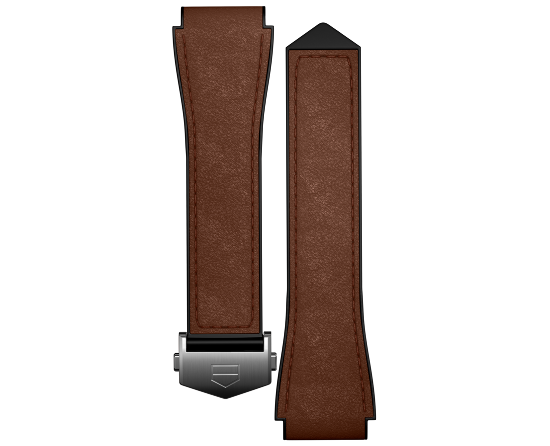 Cinturino bi-materiale in pelle marrone Calibre E4 45mm