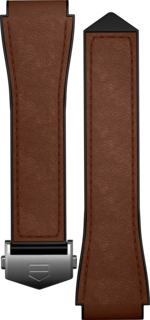 Коричневый кожаный ремешок из двух материалов 45 мм