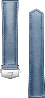 泰格豪雅卡莱拉系列39毫米腕表金属蓝色皮革表带 