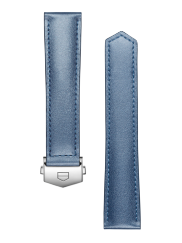 TAG HEUER CARRERA 39 MM REHAUSSÉE D'UN BRACELET EN CUIR BLEU MÉTALLIQUE