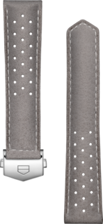 TAG HEUER CARRERA（卡萊拉）39毫米腕錶灰色穿孔皮革錶帶