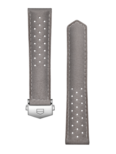TAG HEUER CARRERA（卡萊拉）39毫米腕錶灰色穿孔皮革錶帶