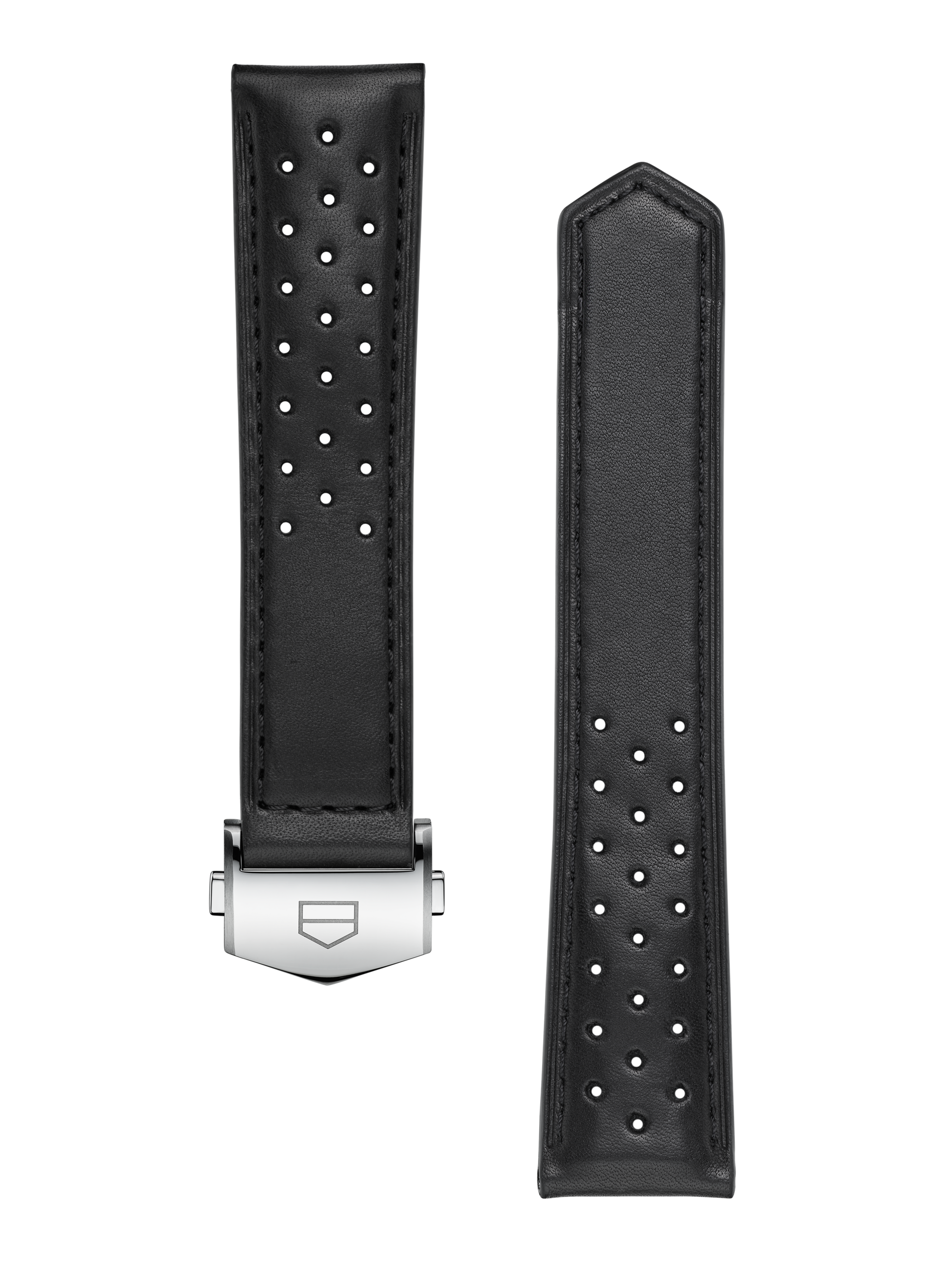 Tag Heuer ブラックレザーベルト タグ・ホイヤー カレラ 39mm パンチング加工ブラックレザー ストラップ