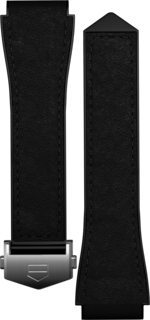 Черный кожаный ремешок из двух материалов 45 мм