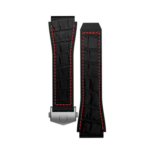 饰有红色点缀的黑色橡胶表带 Calibre E3智能腕表