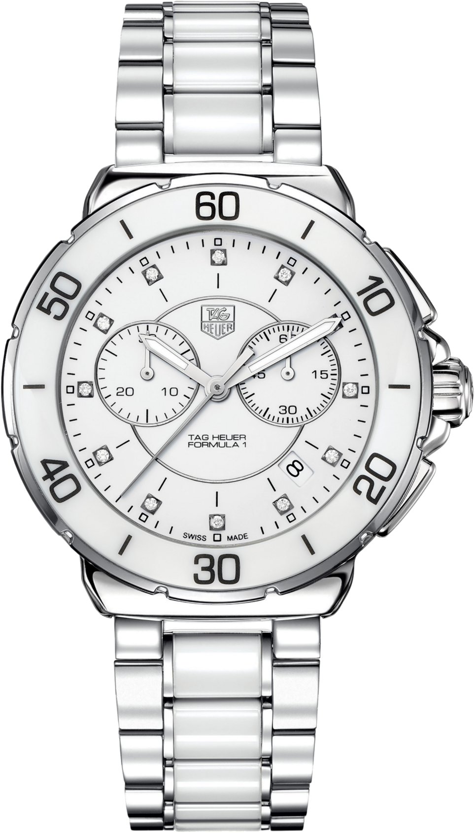 タグホイヤー TAG Heuer フォーミュラ1 CAH1211 BA0863 時計 レディース メンズ ブランド 12P ダイヤモンド クロノグラフ クオーツ QZ セラミック ステンレス SS ホワイト シルバー 磨き済み 【中古】 タグ・ホイヤー フォーミュラ1 - 41 mm - CAH1211.BA0863 | タグ・ホイヤー