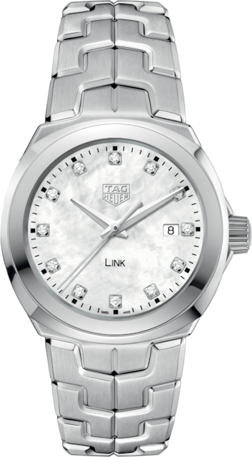 電池交換済 TAG Heuer タグホイヤー リンク WBC1316 デイト 100m防水 純正ダイヤモンド 12Pダイヤ ダイヤベゼル ホワイトシェル SS ステンレス レディース クォーツ【6ヶ月保証】【腕時計】【中古】 電池交換済 TAG Heuer タグホイヤー リンク WBC1316 デイト 100m防水