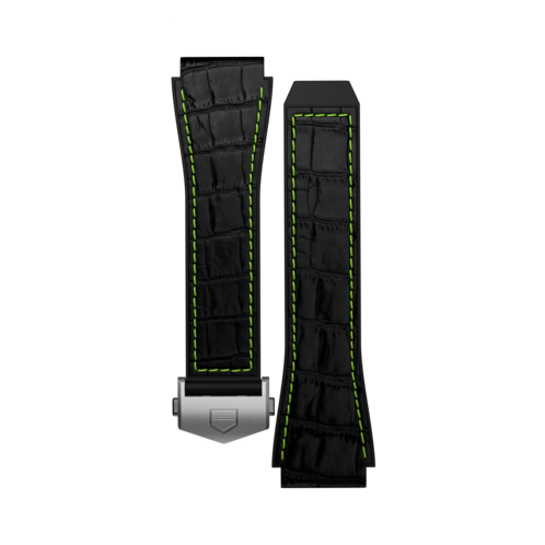 Bracelet en caoutchouc noir avec une touche de vert citron Calibre E3