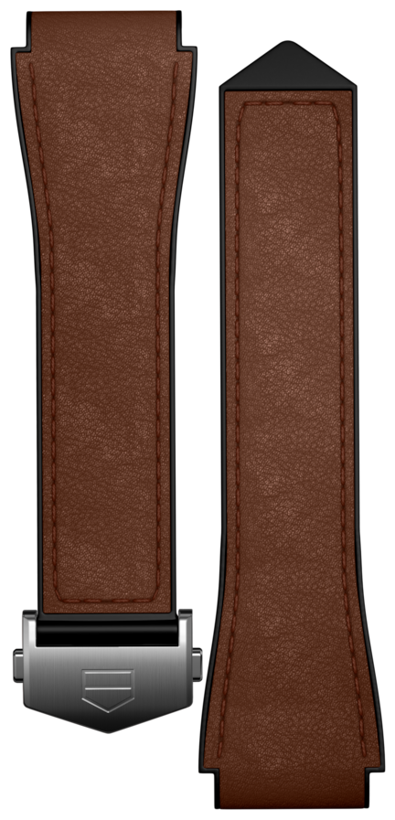 Cinturino bi-materiale in pelle marrone da 45 mm