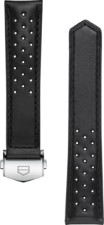泰格豪雅卡莱拉系列39毫米腕表黑色穿孔皮革表带