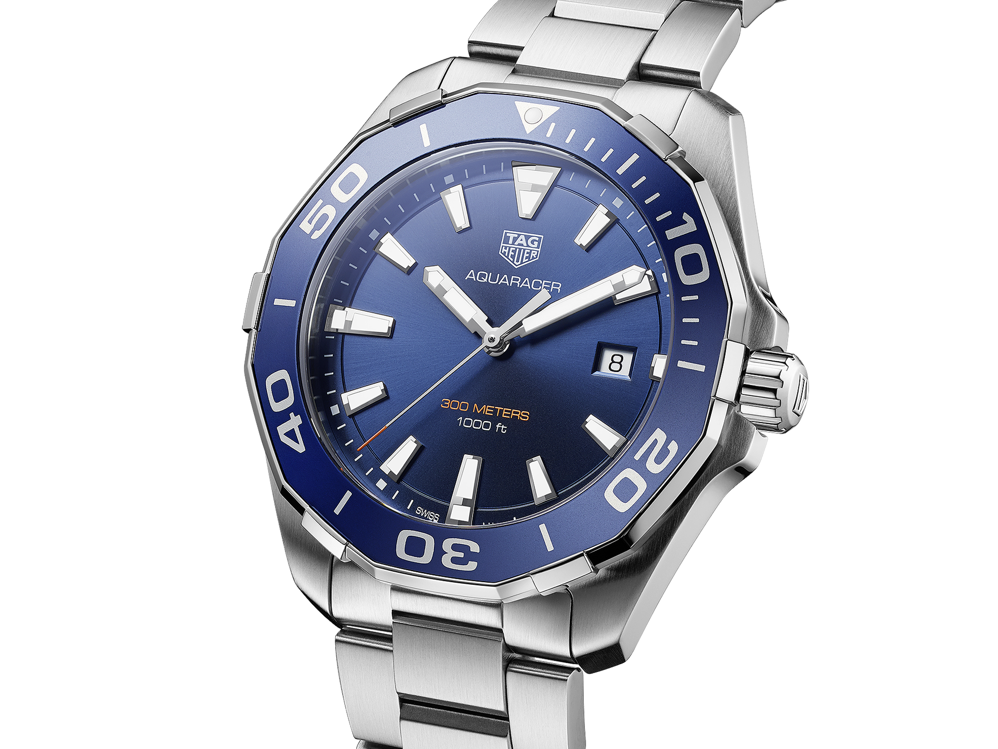 TAG Heuer Aquaracer WAY1314 32mm Mother of Pearl Dial Diamond Bezel Box Papers