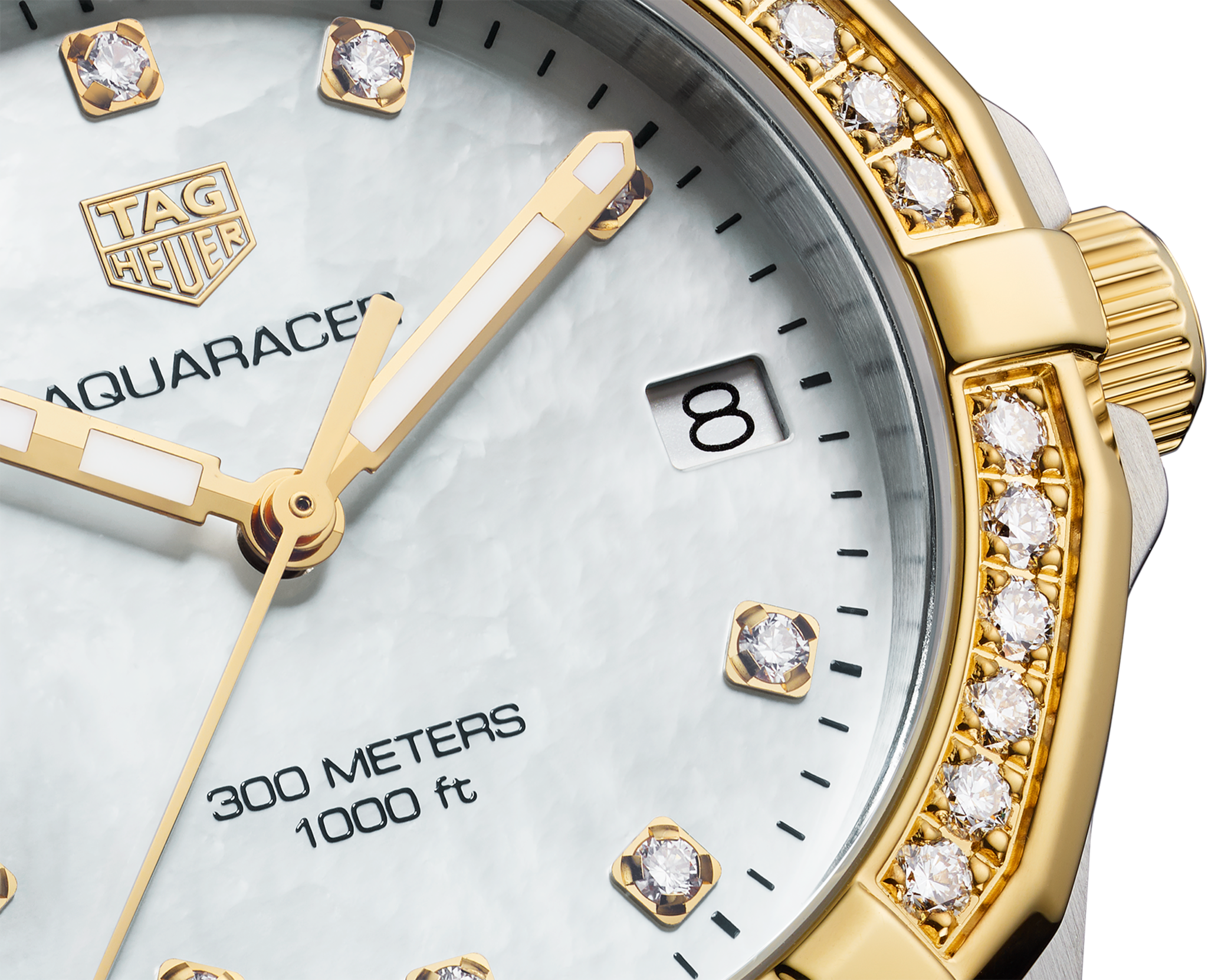 電池交換済 TAG Heuer タグホイヤー アクアレーサー WBD1323 BB0320 ダイヤモンド 11Pダイヤ ダイヤベゼル デイト 300m防水 白 ホワイトシェル K18YG イエローゴールド SS ステンレス コンビ レディース クォーツ【6ヶ月保証】【腕時計】【中古】 TAG Heuer Aquaracer Date - 32 mm - WBD1320.BB0320 | TAG Heuer