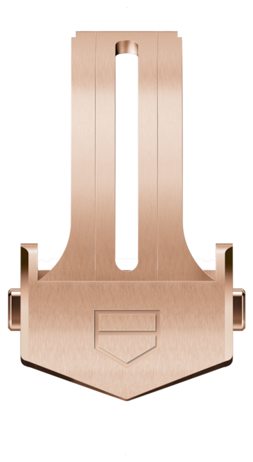 ローズゴールドカラーPVDコーティングを施したステンレススティール製バックル 42MM