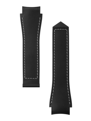 Pulseira em couro preto e borracha Calibre E5 45 mm