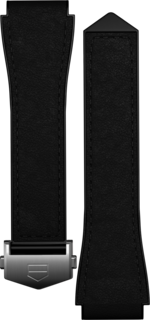 Cinturino bi-materiale in pelle nera da 45 mm