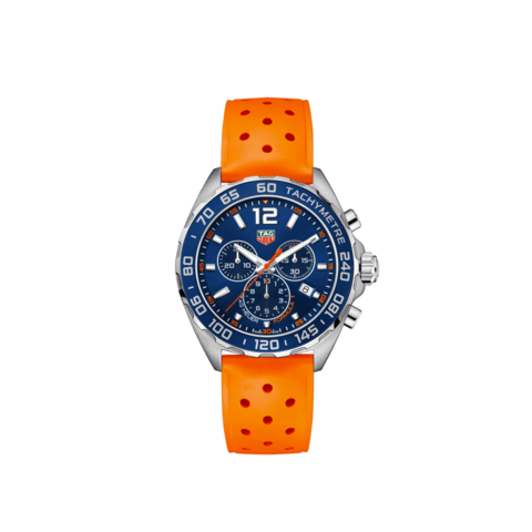 TAG Heuer Formula 1 Chronograph Blue Dial Orange Rubber Watch with 3  Subdials CAZ1014.FT8028