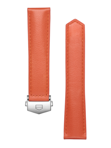 泰格豪雅卡莱拉系列39毫米腕表橙色皮革表带