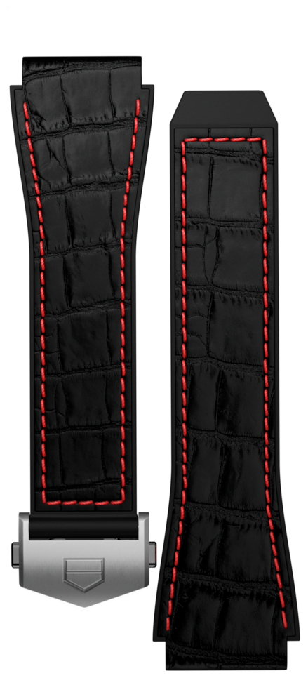 Bracelet en caoutchouc noir avec une touche de rouge Calibre E3