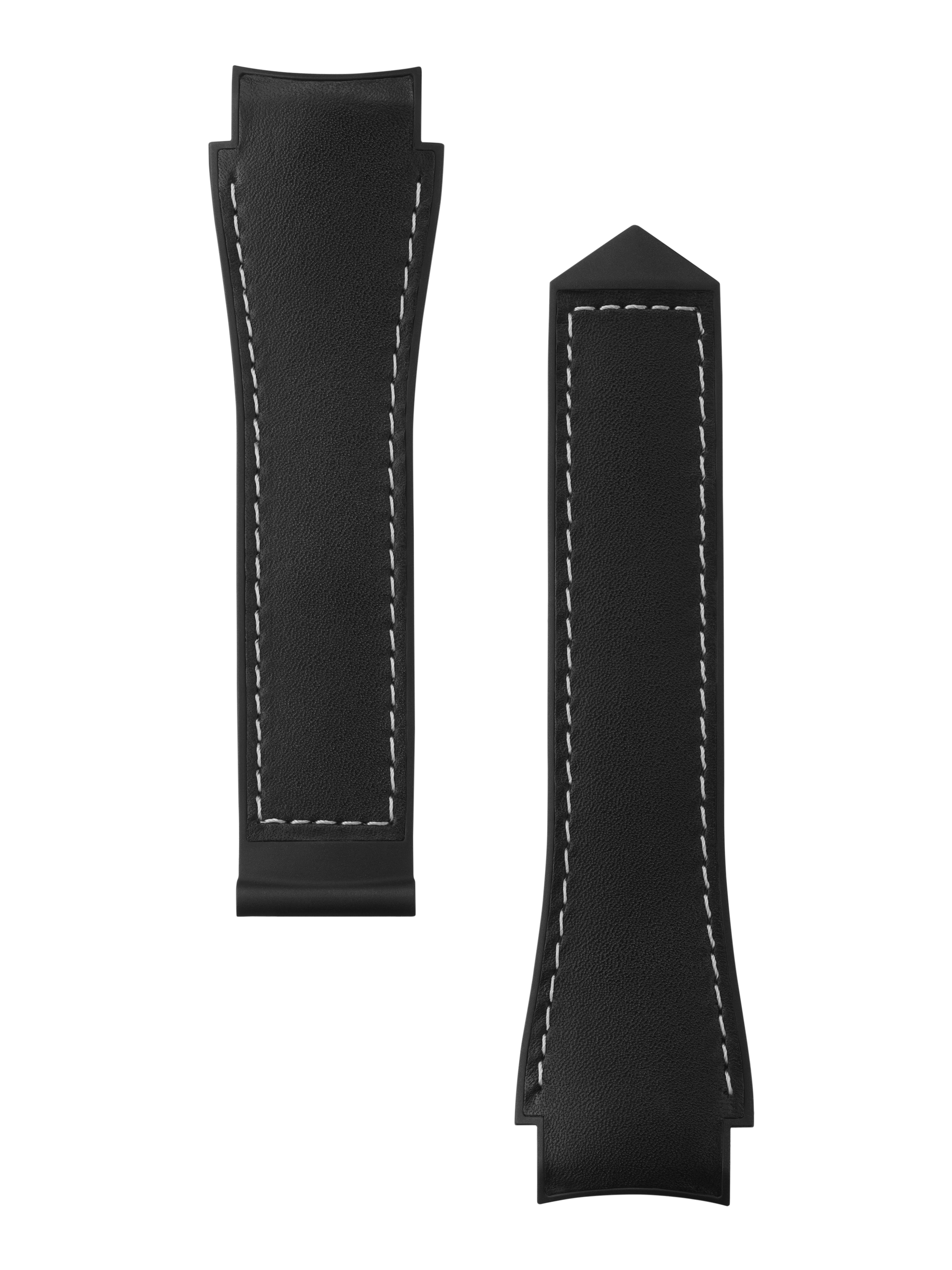 Bracelet en cuir et caoutchouc perforé noir Calibre E5 45&nbsp;mm