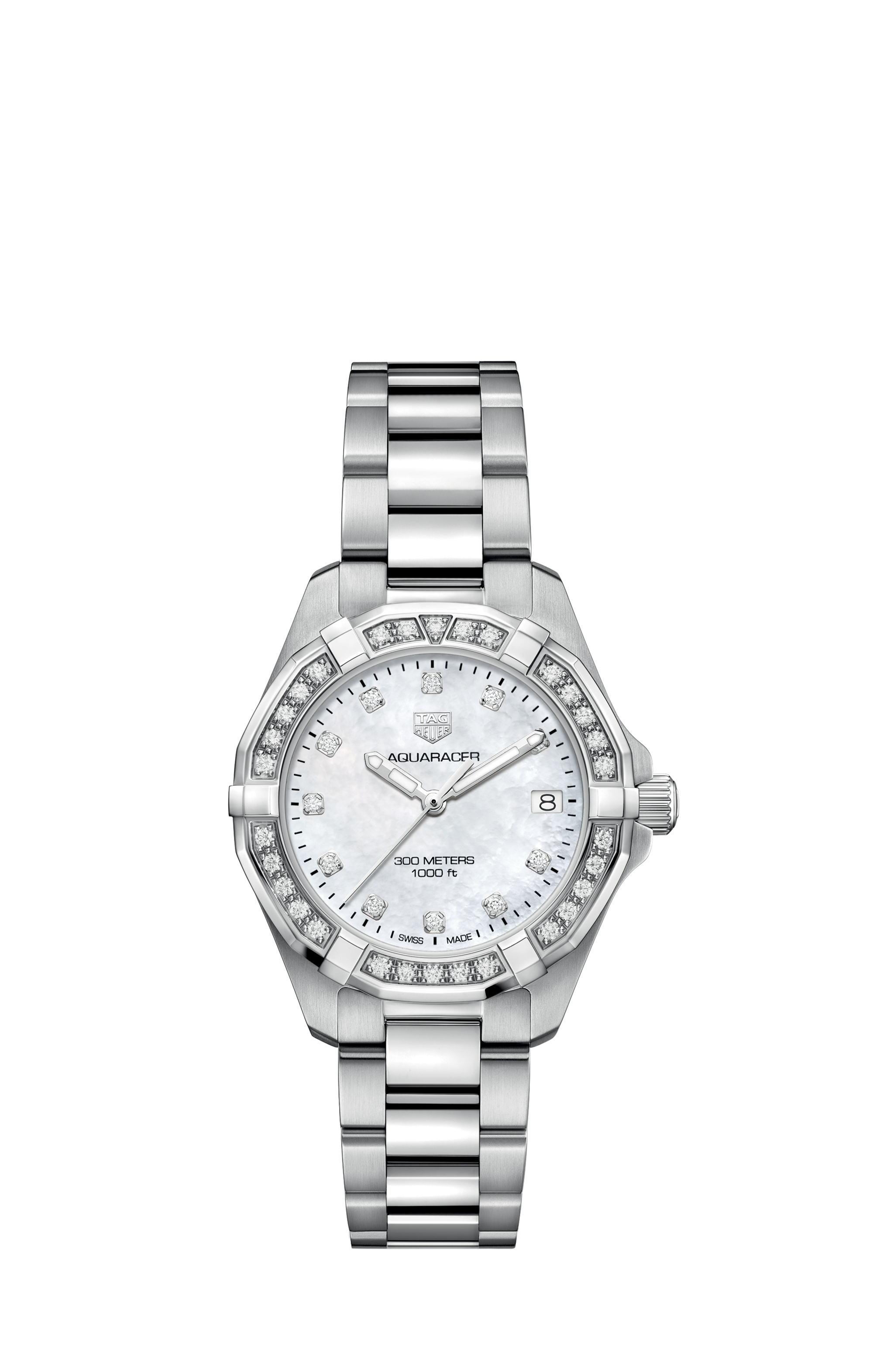 TAG Heuer Aquaracer Quartz Mother Of Pearl Dial with Diamonds Ladies Watch - WBD1314. BA0740