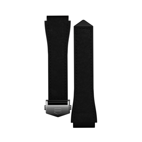 黑色雙材質皮革錶帶45毫米