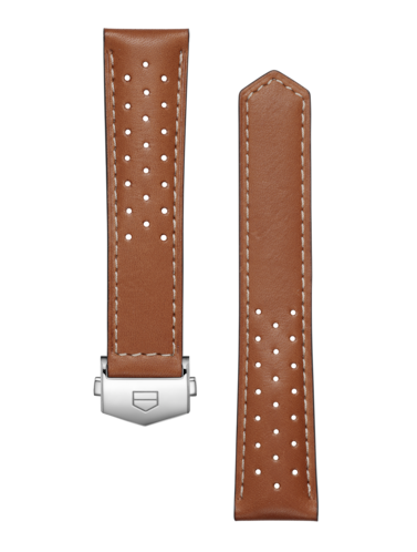 TAG HEUER CARRERA（卡萊拉）39毫米腕錶棕色穿孔皮革錶帶 