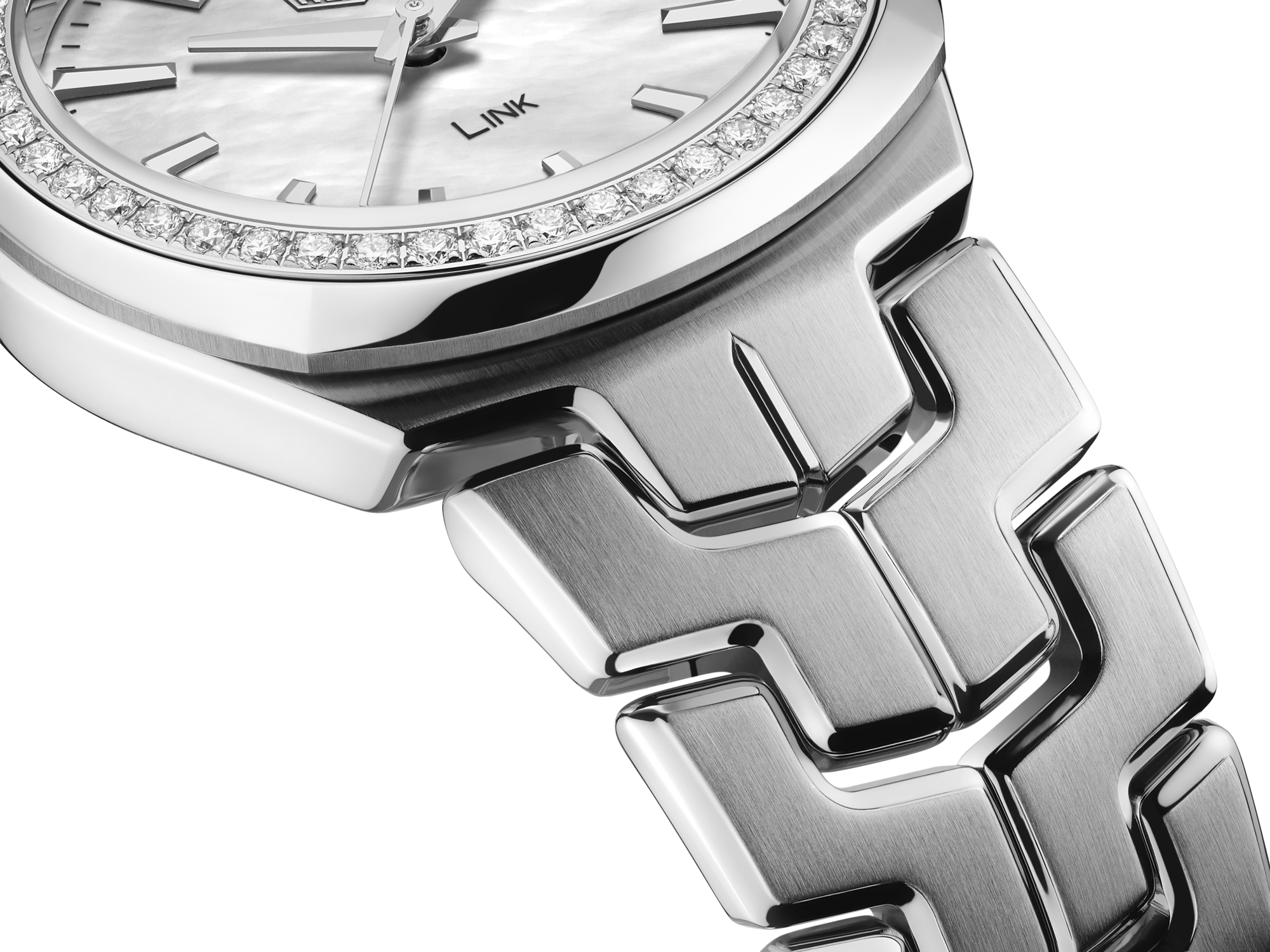 TAG Heuer Link Steel 18k Gold Diamond Silver Dial Quartz Watch WAT1350. BB0957