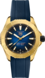 TAG Heuer Aquaracer  Blue Rubber 18K 3N Solid Yellow Gold Blue