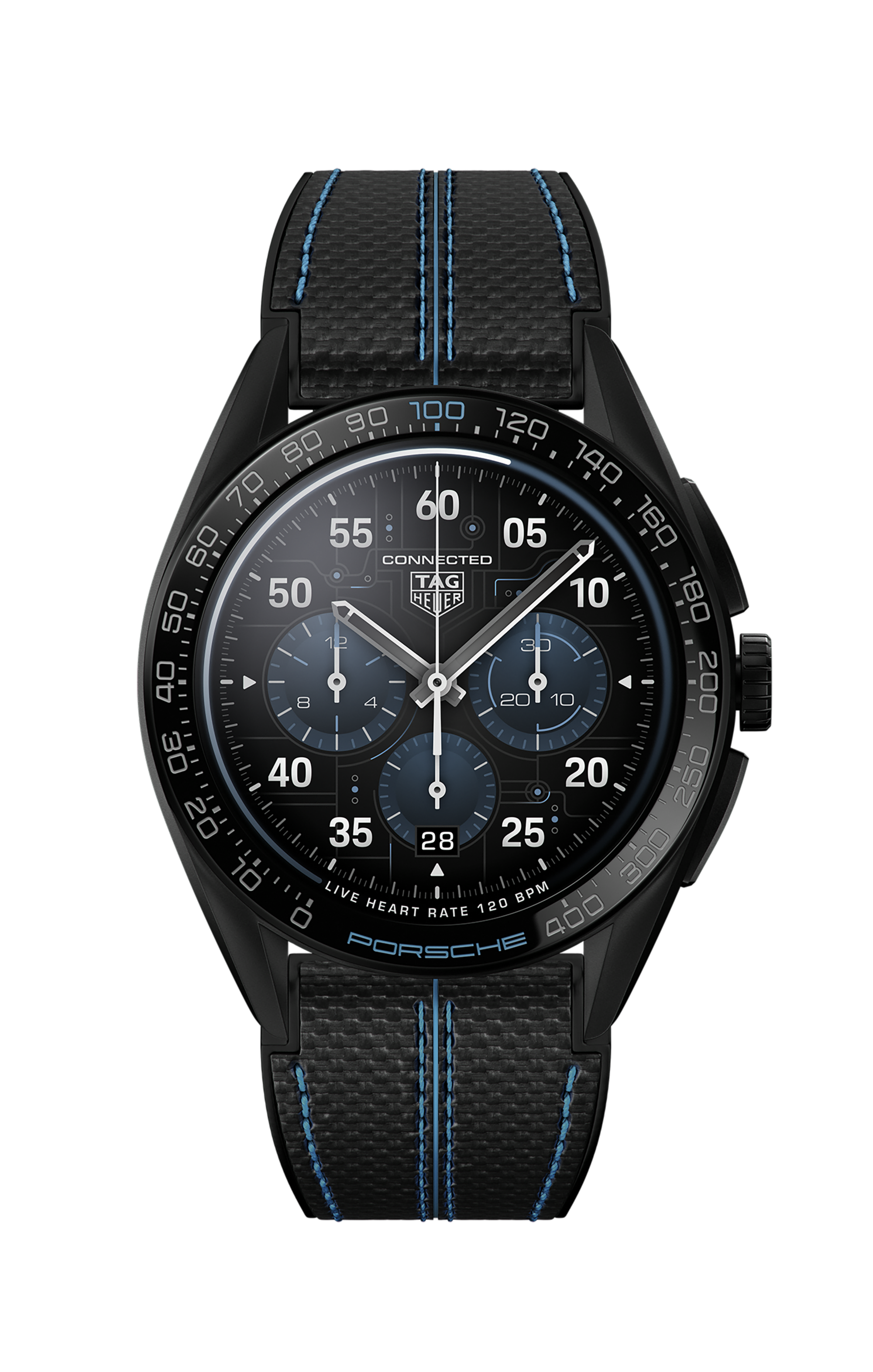  TAG Heuer Connected Black Rubber & Leather Titanium
