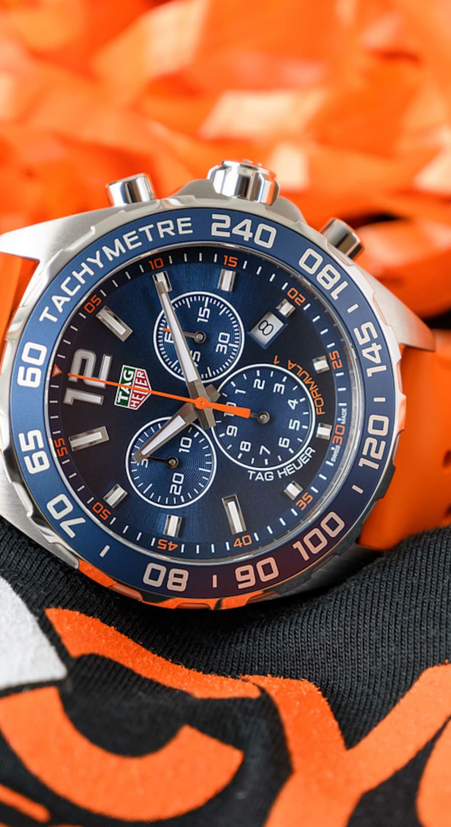 TAG Heuer Formula 1 Chronograph Blue Dial Orange Rubber Watch with 3  Subdials CAZ1014.FT8028, Fast & Free US Shipping