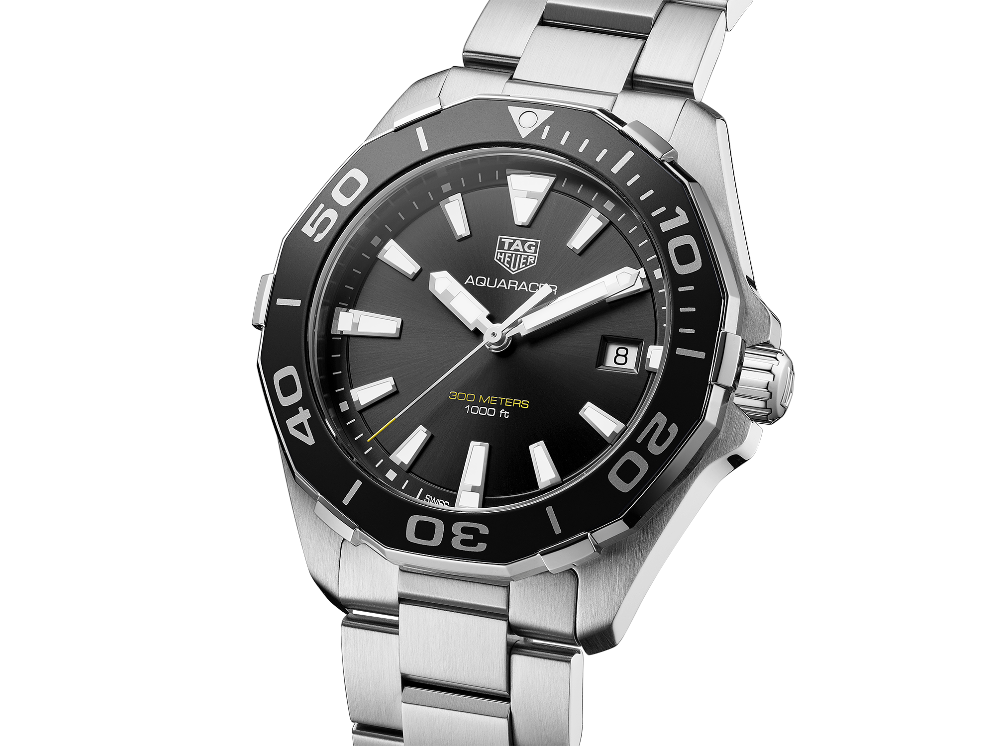 TAG Heuer Aquaracer Quartz Black Dial Diamond Ladies Watch - WAY1395. BH0716